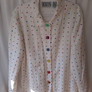 Karen Hart Multi Colored Polka Dot Lined Shirt/Jacket Size 1X